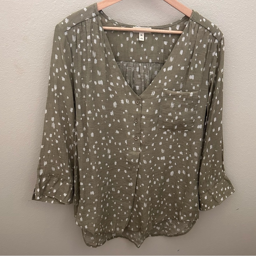 ✨Como Blu Olive Green Women's‎ BlouseTop Size XL